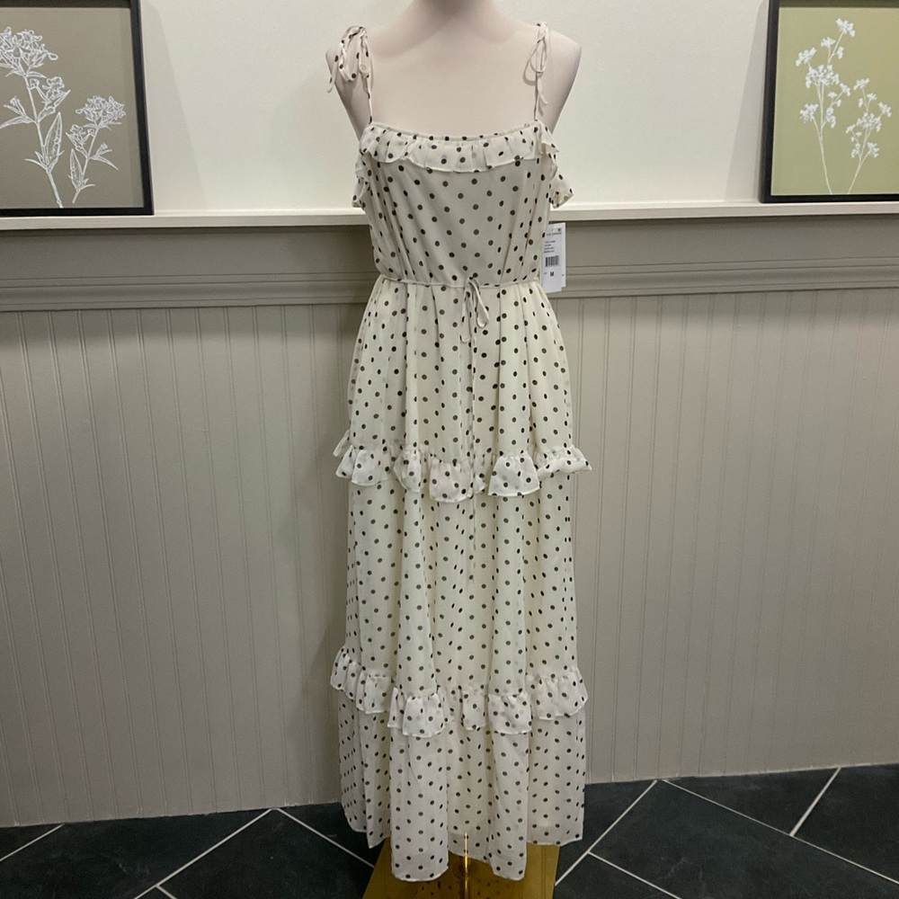 Julia Jordan Polka Dot Tiered Maxi Dress NWT Size Medium Pockets